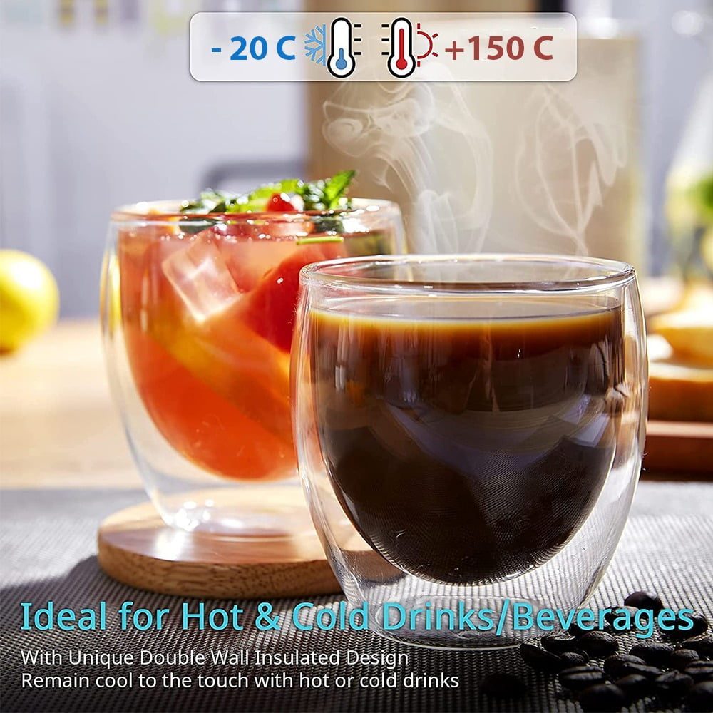 Set 2 pahare din sticla cu pereti dubli, Quasar & Co.®, 250 ml, termorezistente, design modern, h 9 cm, d 8 cm 10