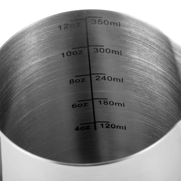 Cana din inox, latiera pentru spumare cu maner, cana de lapte sau cappucino, cu cioc, cana pentru bar, cana barista, 350 ml, h 9 cm, Maxx-55684