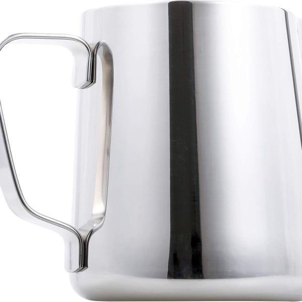 Cana din inox, latiera pentru spumare cu maner, cana de lapte sau cappucino, cu cioc, cana pentru bar, cana barista, 350 ml, h 9 cm, Maxx-55679
