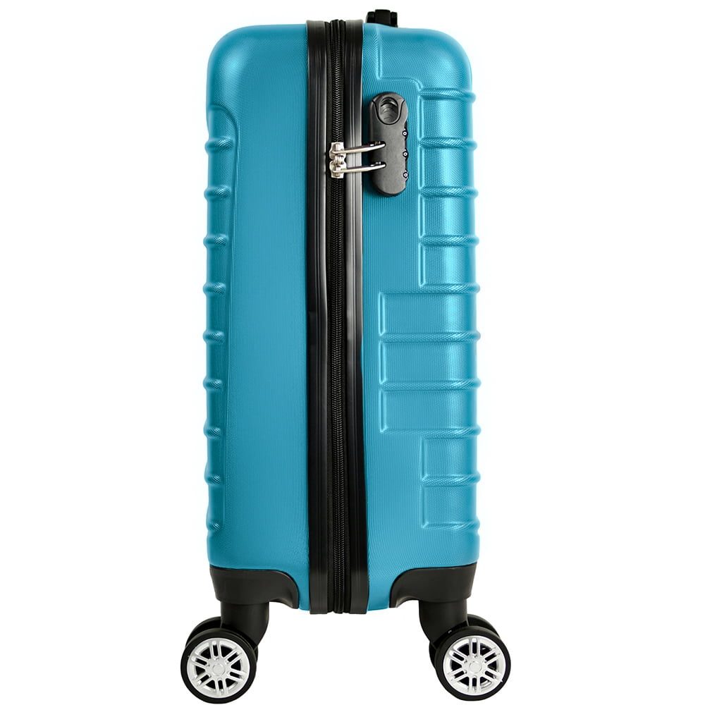 Troler cabina avion, Quasar & Co.®, Model Line, 4 roti duble cu rotatie 360°, maner telescopic, cifru, 55 x 36 x 20 cm, ABS, turcoaz 4 Troler cabina avion, Quasar & Co.®, Model Line, 4 roti duble cu rotatie 360°, maner telescopic, cifru, 55 x 36 x 20 cm, ABS, turcoaz 4