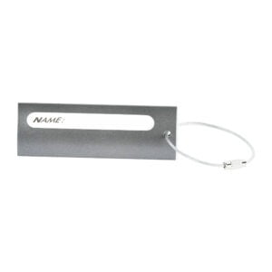 Tag troler, eticheta cu nume pentru identificare, name tag, accesoriu valiza de identificare, cu inel metalic de prindere, luggage tag, 8.5 x 2.8 cm, metalic, gri, Quasar-0