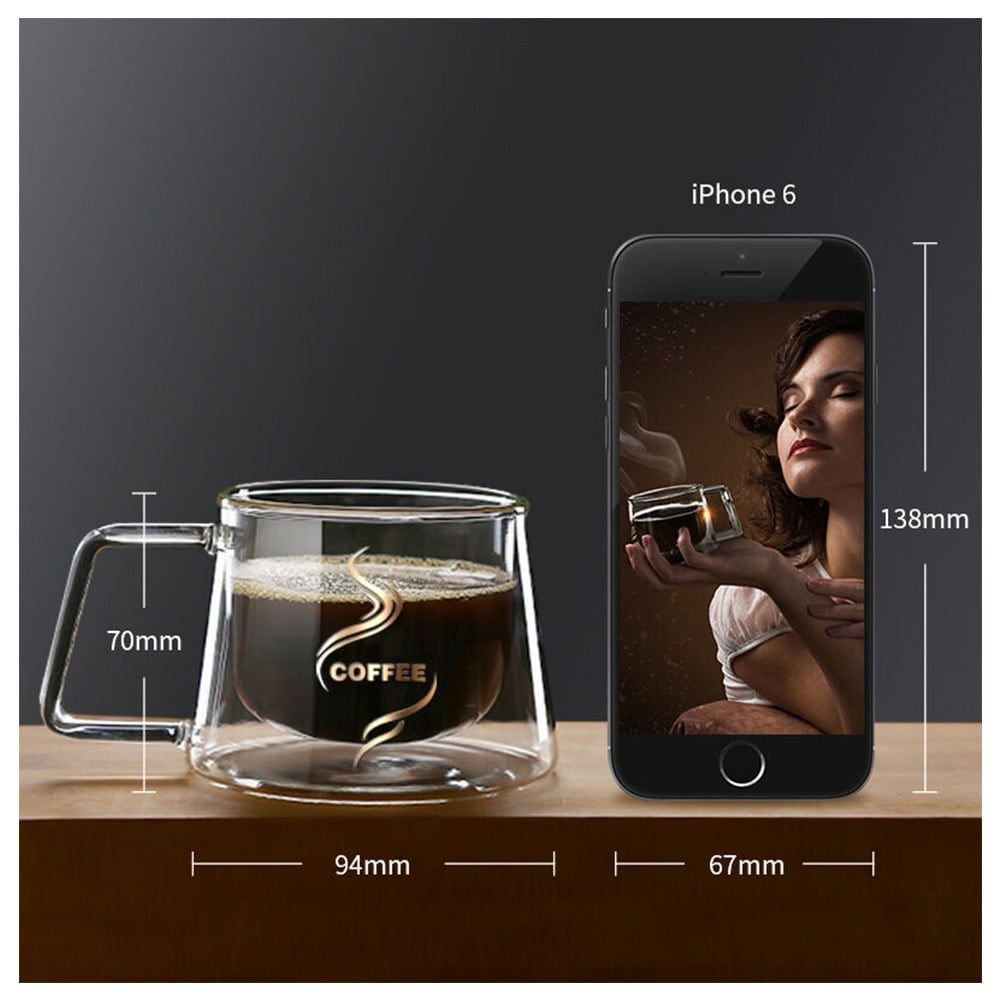 Set 2 cesti cafea, Quasar & Co.®, 200 ml, din sticla cu pereti dubli, termorezistenta, mesaj COFFEE, d 7.8 x h 7 cm 8 Ceasca cafea, din sticla cu pereti dubli, Quasar, termorezistenta, mesaj COFFEE, Ø 7.8 x h 7 cm, 250 ml-54085