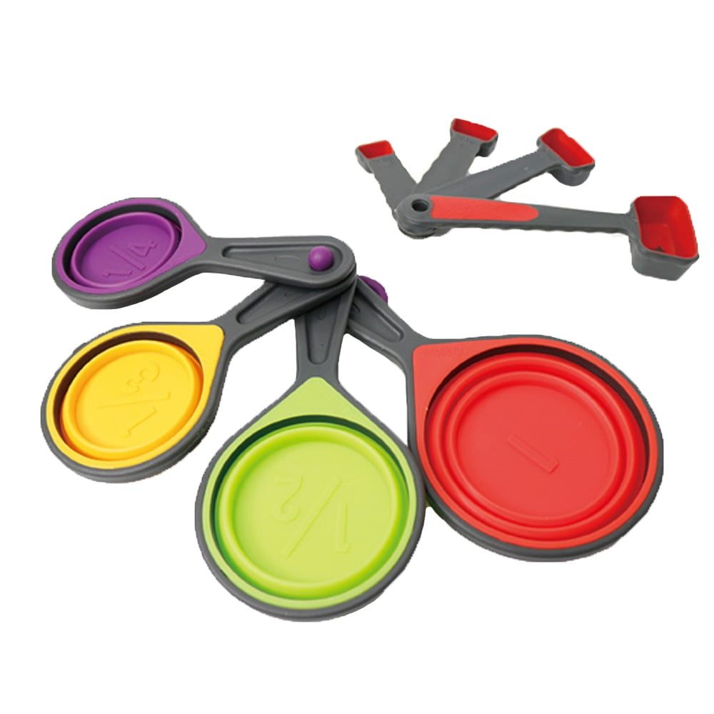 Set 8 cupe masurare din silicon, Quasar&Co., pliabile, 1,25ml/2,5ml/5ml/15ml/60ml/80ml/125ml/250ml, multicolor-0