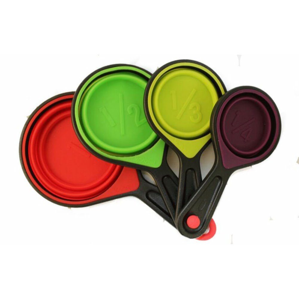 Set 8 cupe masurare din silicon, Quasar&Co., pliabile, 1,25ml/2,5ml/5ml/15ml/60ml/80ml/125ml/250ml, multicolor-54906