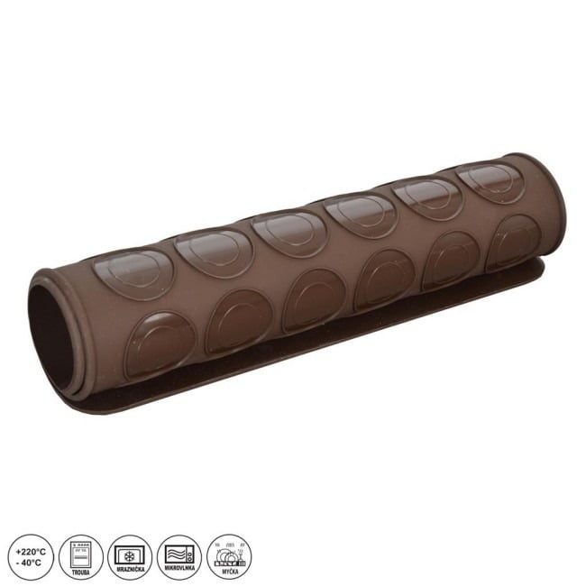 Tava copt Macarons, foaie copt macarons, Quasar&Co., 48 de forme rotunde, forma pentru prajituri/fursecuri, folie macarons rezistenta la temperaturi de pana la 250 grade C, 28,5 x 39 cm, tava silicon, maro-54891