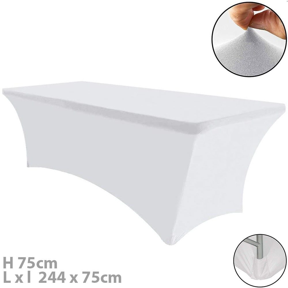 Husa masa evenimente, fata de masa catering, elastica, cu sistem de prindere, dreptunghiulara, 244 x 75 x 75 cm, poliester, alb, Quasar&Co.-0 Husa masa evenimente, fata de masa catering, elastica, cu sistem de prindere, dreptunghiulara, 244 x 75 x 75 cm, poliester, alb, Quasar&Co.-0