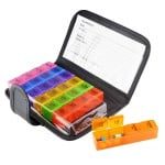 Cutie organizator medicamente, Quasar & Co.®, 7 zile, recipiente detasabile cu 4 compartimente, 19.5 x 13.5 x 3.5 cm, multicolor 11 Cutie pastile, organizator medicamente, 7 zile, recipiente detasabile cu 4 compartimente, multicolor, Relaxdays-0