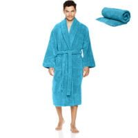 Set Halat de baie si prosop, Quasar & Co.®, 100% bumbac, halat baie gros, 1.1 kg, prosop de fata, 50 x 90 cm, turcoaz, L/XL 10
