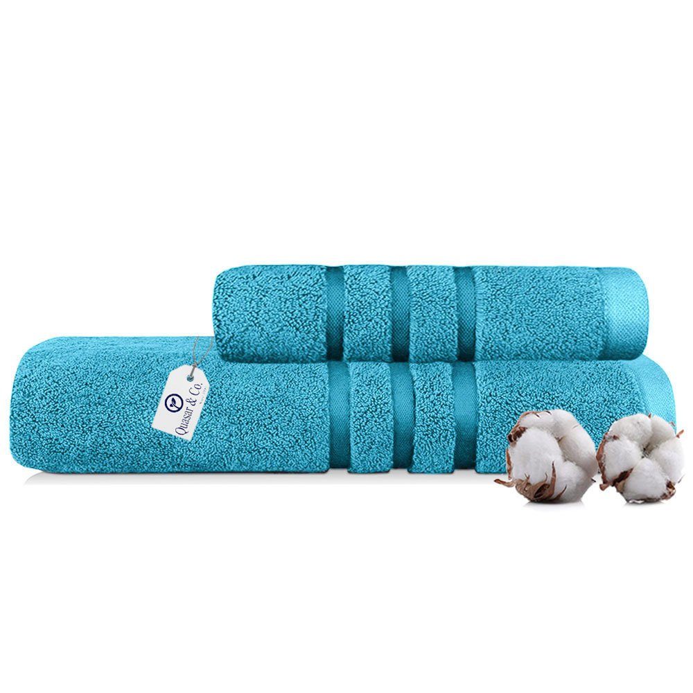 Set 2 prosoape Quasar & Co.®, 100% bumbac, 450 g/mp, 50 x 90/70 x 140 cm, turcoaz 2 Set 2 prosoape Quasar & Co.®, 100% bumbac, 450 g/mp, 50 x 90/70 x 140 cm, turcoaz 2