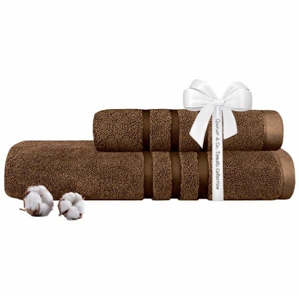 Set 2 prosoape Quasar & Co.®, 100% bumbac, 450 g/mp, 50 x 90/70 x 140 cm, maro - imagine 4