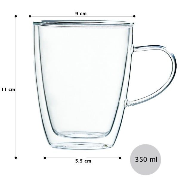 Set 4 cani si 4 farfurioare, Quasar & Co.®, farfurioara 10.5 cm, cana 350 ml cu pereti dubli, termorezistenta, transparent - imagine 10