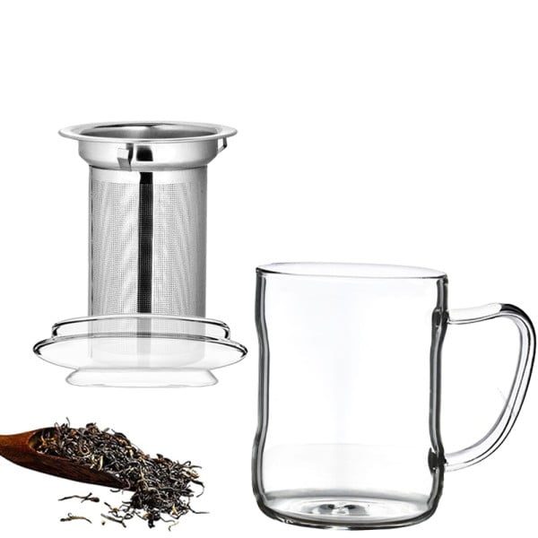 Cana cu infuzor metalic, Quasar & Co.®, 320 ml, sticla/metal, transparent - imagine 6