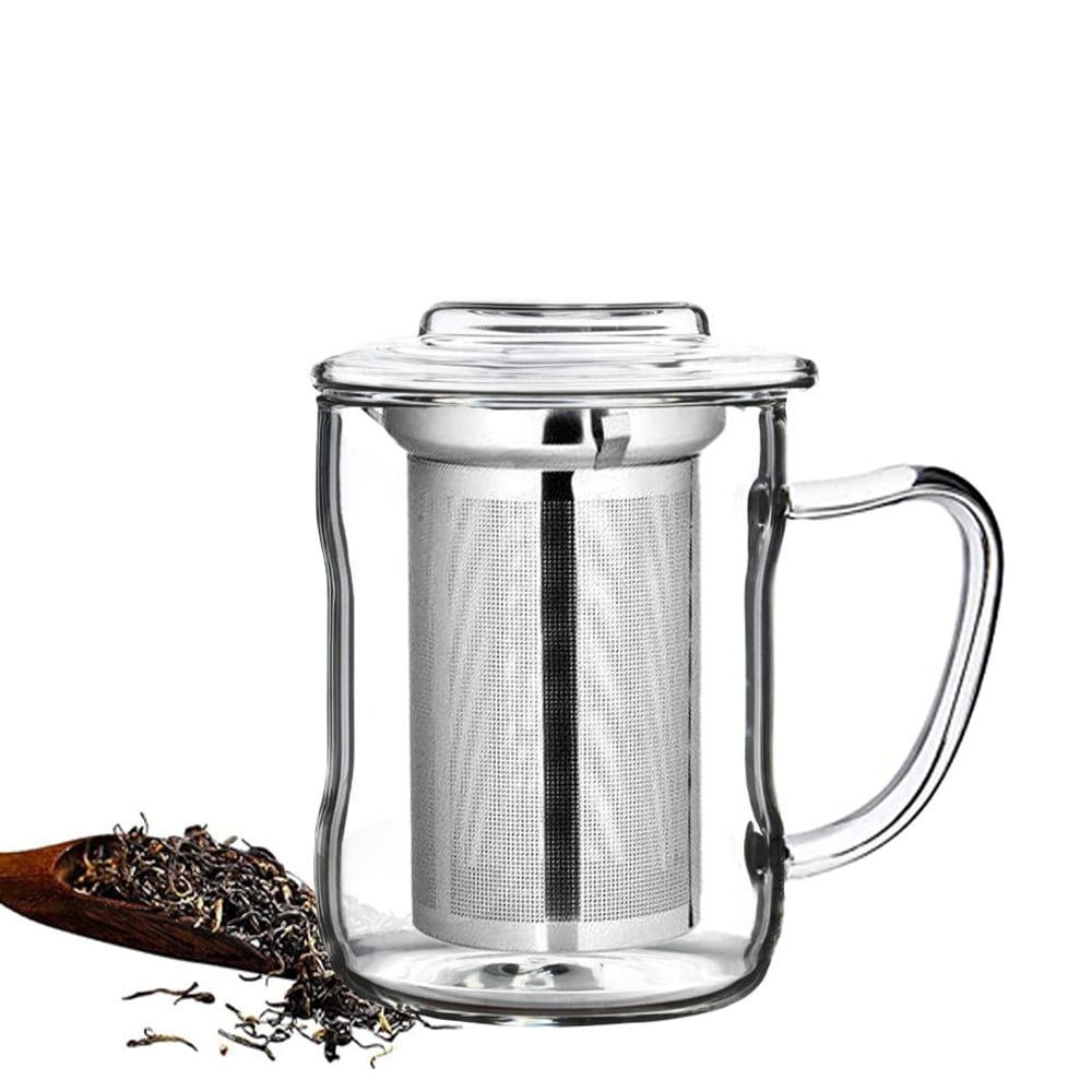 Cana cu infuzor metalic, Quasar & Co.®, 320 ml, sticla/metal, transparent 3