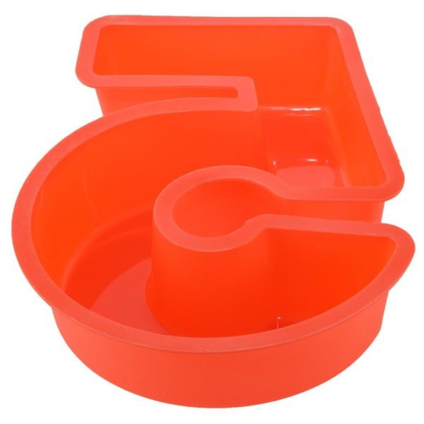 Forma de copt din silicon cifra 5, Quasar & Co.®, termorezistenta de la -40 la +230 grade C, h 23.5, mare, forma de tort/prajitura in forma cifrei 5, tava cifra 5, tava copt, tava silicon, rosu - imagine 3