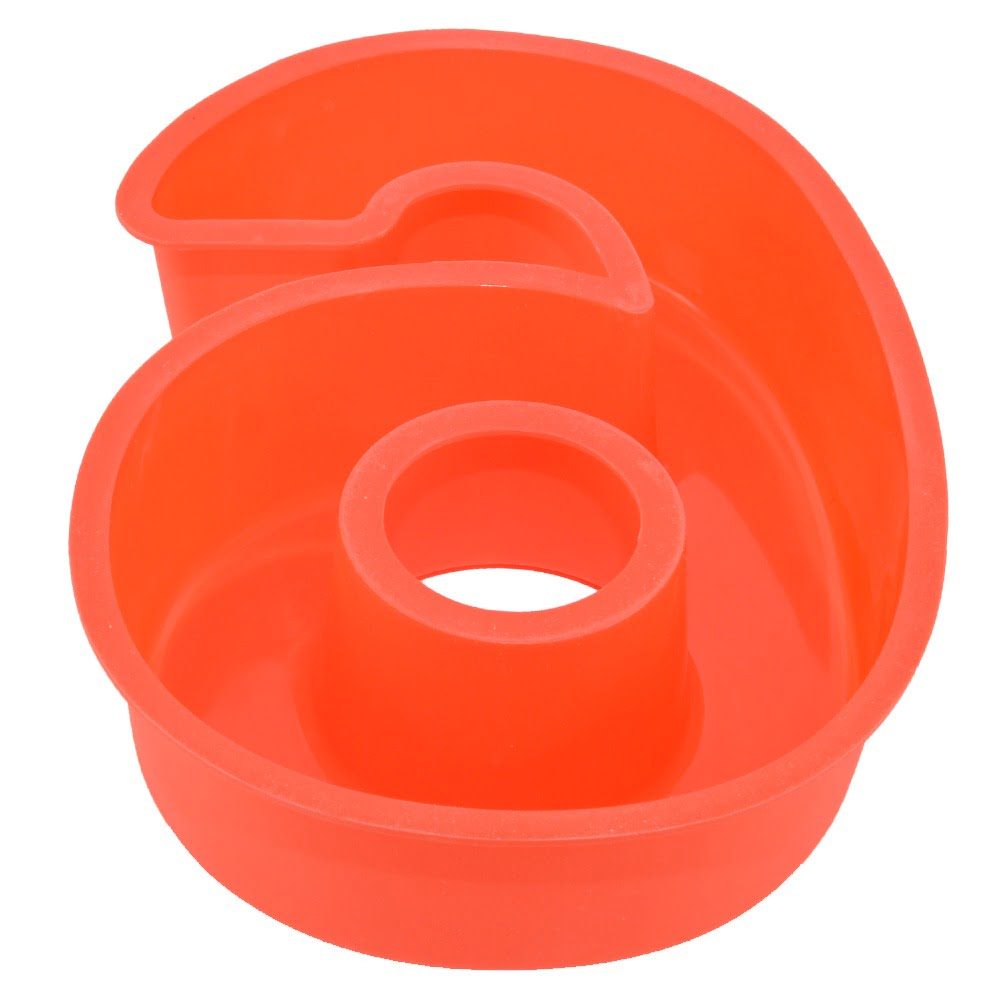 Forma de copt din silicon cifra 6, Quasar & Co.®, termorezistenta de la -40 la +230 grade C, h 23.5, mare, forma de tort/prajitura in forma cifrei 6, tava cifra 6, tava copt, tava silicon, rosu 3
