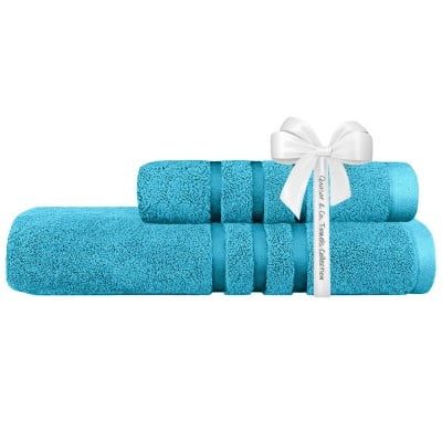 Set 2 prosoape Quasar & Co.®, 100% bumbac, 450 g/mp, 50 x 90/70 x 140 cm, turcoaz 8 Set 2 prosoape Quasar & Co.®, 100% bumbac, 450 g/mp, 50 x 90/70 x 140 cm, turcoaz 8