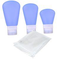Sticlute de silicon cu ventuza, Quasar & Co.®, set 3 buc cu geanta, 30 ml, 60 ml, 90 ml, dozator de silicon pentru produse de ingrijire personala, kit calatorie/voiaj 7