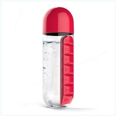 Sticla 600 ml cu organizator pentru medicamente, Quasar & Co.®, tritan, rosu 4