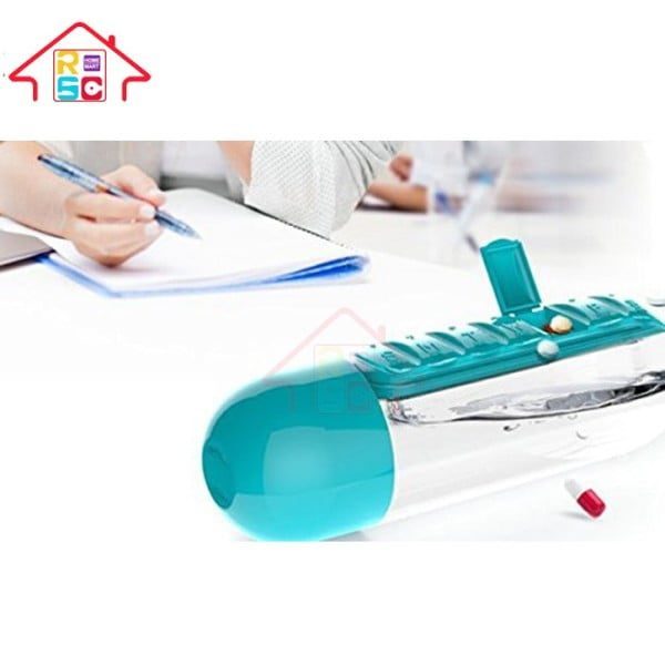 Sticla 600 ml cu organizator pentru medicamente, Quasar & Co.®, tritan, turcoaz - imagine 4