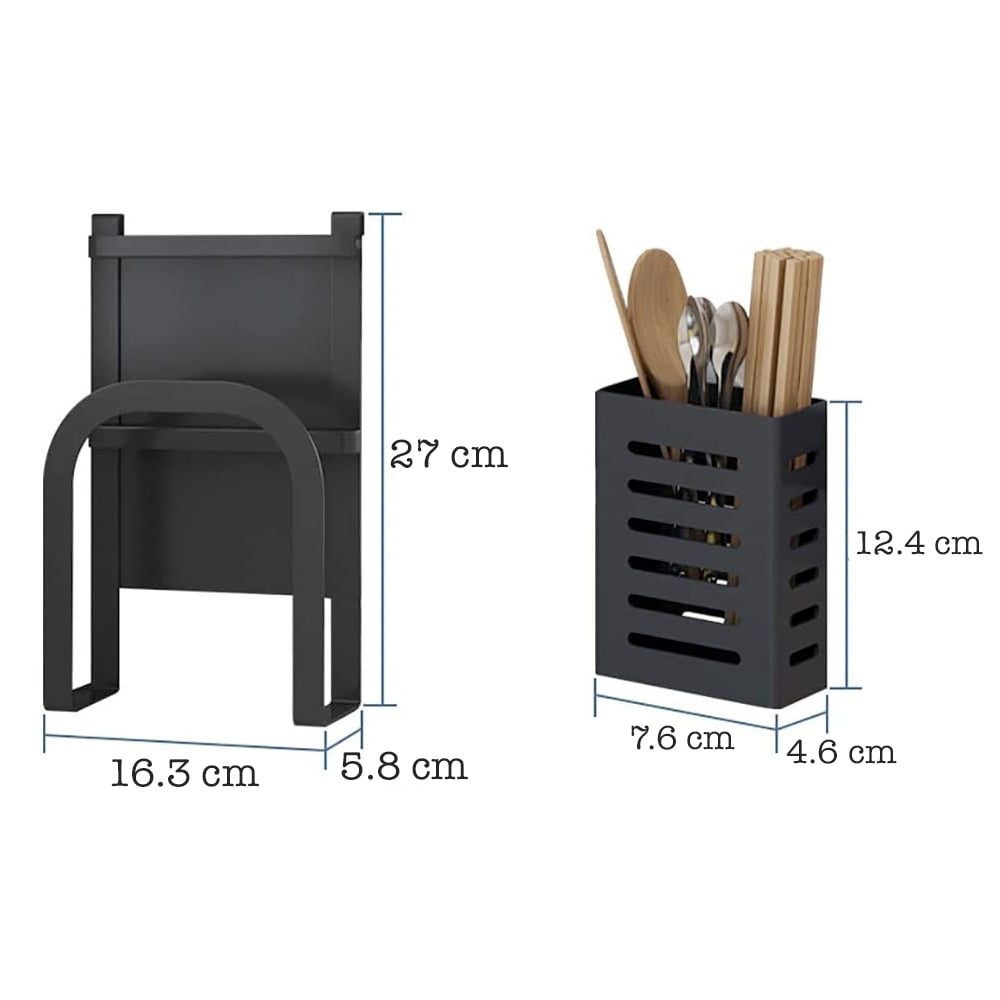 Scurgator de vase, Quasar & Co.®, 2 polite, organizator chiuveta bucatarie, 40.2 x 28.5 x 42.7 cm, inox, negru 6