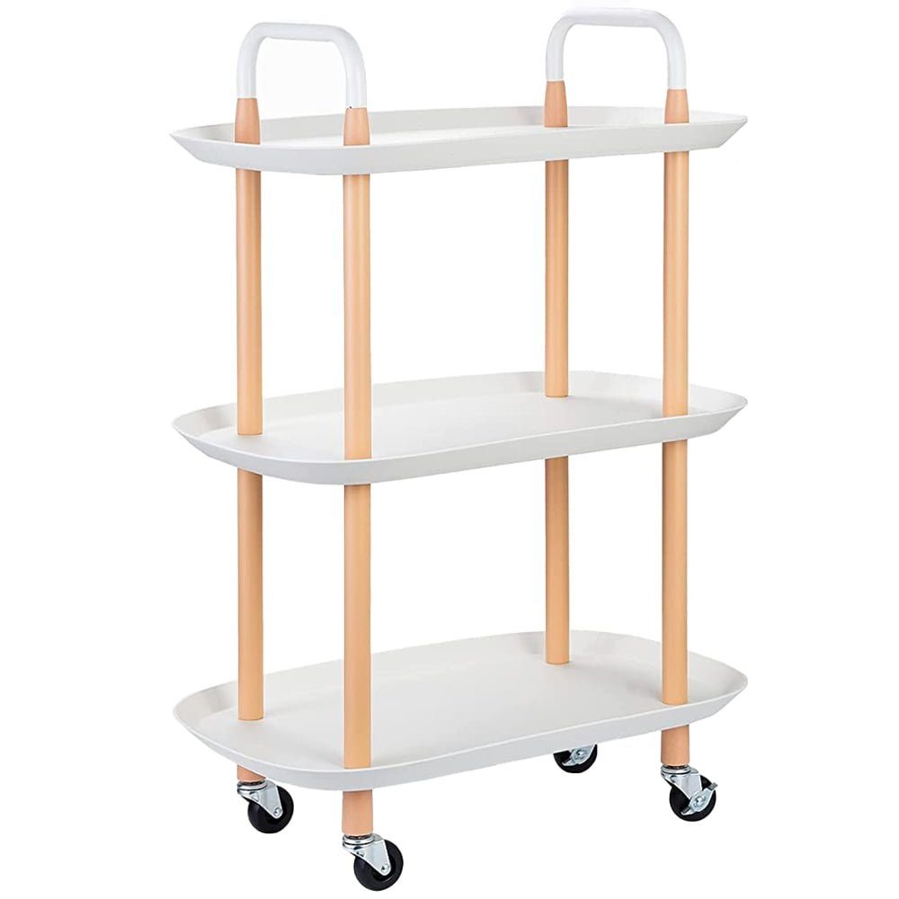 Raft universal depozitare, Quasar & Co.®, cu roti, 3 polite, dreptunghiular, 58 x 37 x 88 cm, inox/plastic, alb 2 Raft universal depozitare, Quasar & Co.®, cu roti, 3 polite, dreptunghiular, 58 x 37 x 88 cm, inox/plastic, alb 2