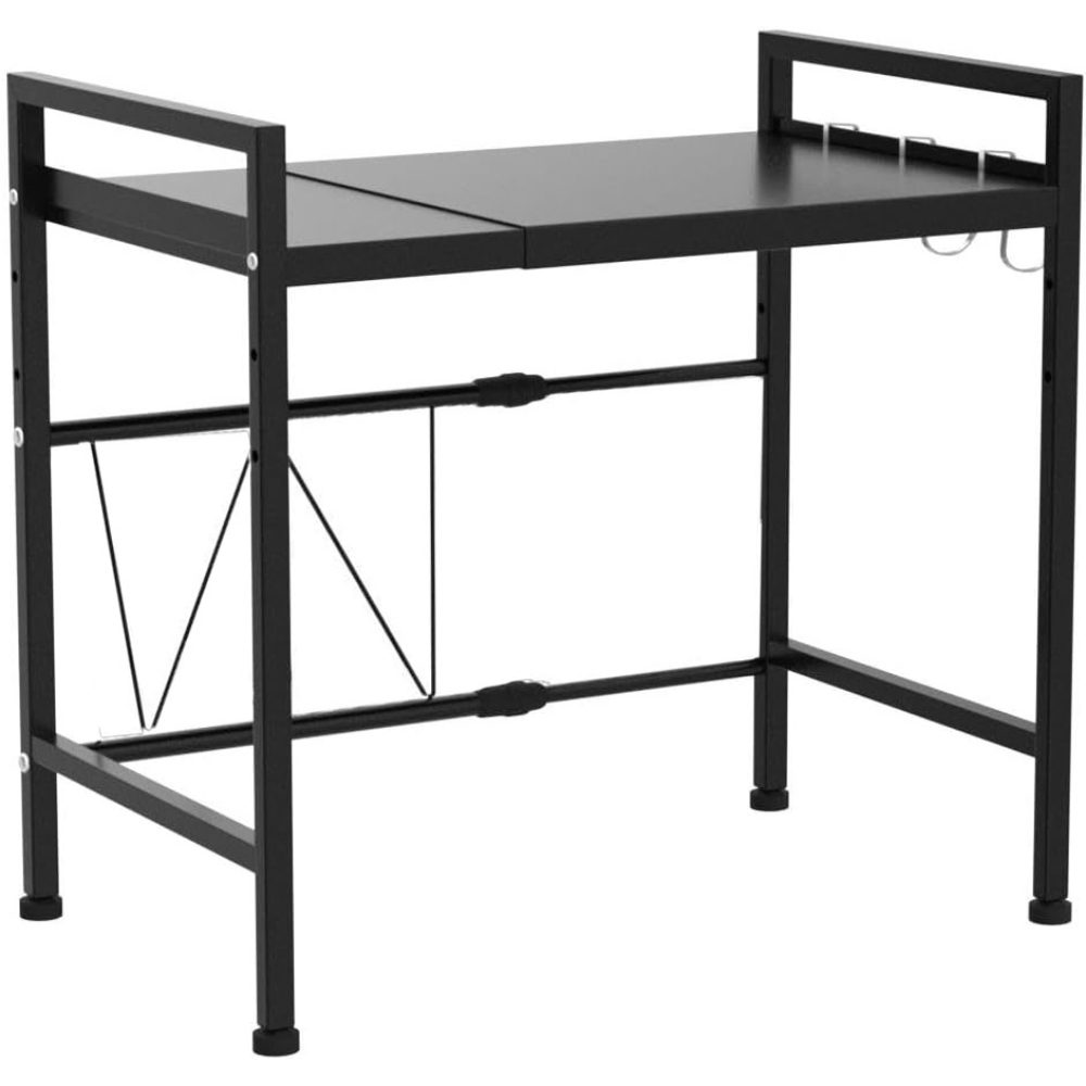 Raft cuptor microunde, Quasar & Co.®, suport bucatarie, rafturi ajustabile pe lungime de la 40 la 60 cm, etajera cu cadru metalic cu 3 carlige, model Rack, 40-60 x 32 x 48 cm, negru 2 Raft cuptor microunde, Quasar & Co.®, suport bucatarie, rafturi ajustabile pe lungime de la 40 la 60 cm, etajera cu cadru metalic cu 3 carlige, model Rack, 40-60 x 32 x 48 cm, negru 2