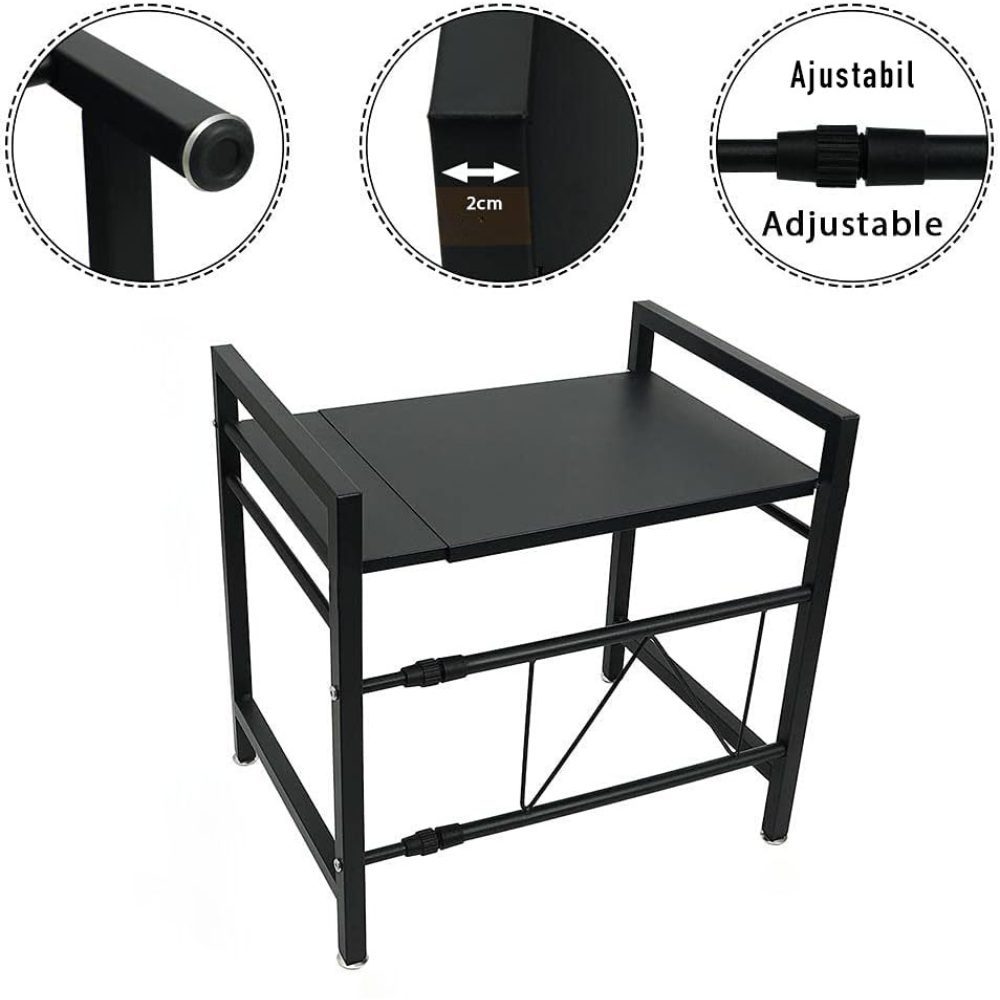 Raft cuptor microunde, Quasar & Co.®, suport bucatarie, rafturi ajustabile pe lungime de la 40 la 60 cm, etajera cu cadru metalic cu 3 carlige, model Rack, 40-60 x 32 x 48 cm, negru 10 Raft cuptor microunde, Quasar & Co.®, suport bucatarie, rafturi ajustabile pe lungime de la 40 la 60 cm, etajera cu cadru metalic cu 3 carlige, model Rack, 40-60 x 32 x 48 cm, negru 10
