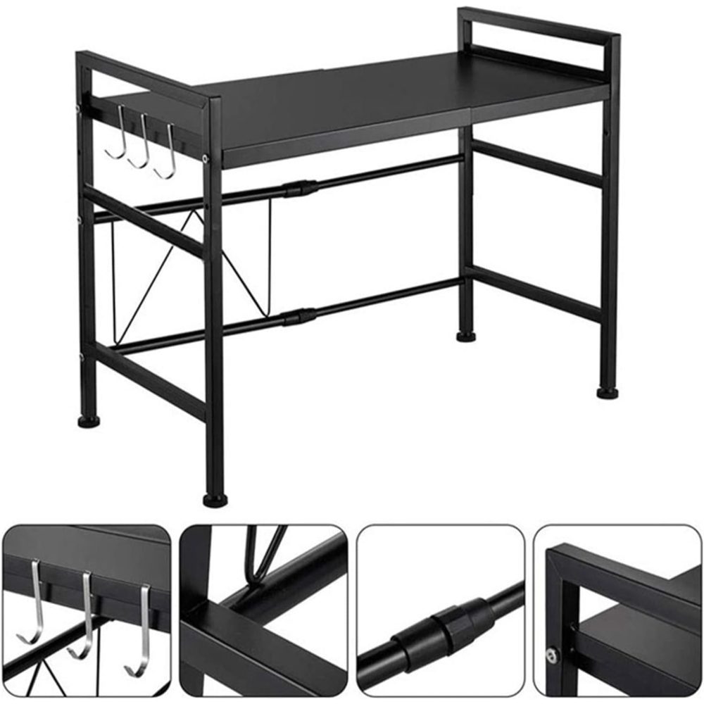 Raft cuptor microunde, Quasar & Co.®, suport bucatarie, rafturi ajustabile pe lungime de la 40 la 60 cm, etajera cu cadru metalic cu 3 carlige, model Rack, 40-60 x 32 x 48 cm, negru 9 Raft cuptor microunde, Quasar & Co.®, suport bucatarie, rafturi ajustabile pe lungime de la 40 la 60 cm, etajera cu cadru metalic cu 3 carlige, model Rack, 40-60 x 32 x 48 cm, negru 9