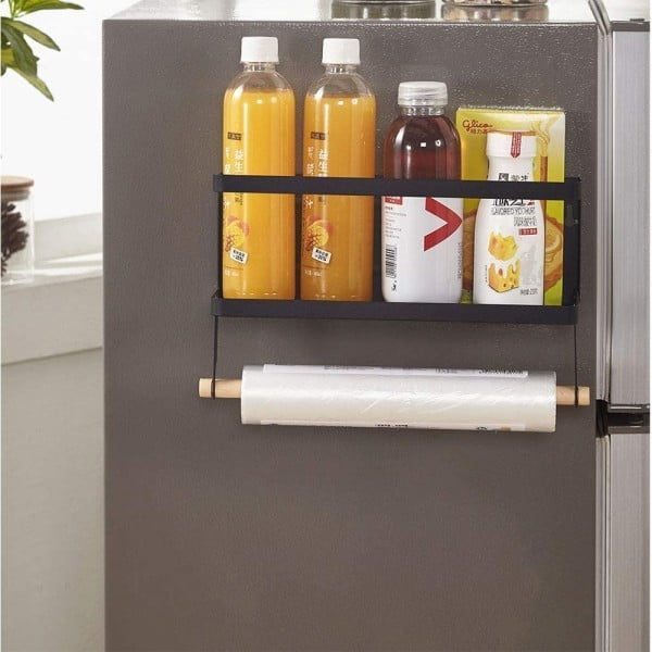 Raft metalic pentru condimente, Quasar & Co.®, suport rola prosop, prindere magnetica, pliabil, 32 x 11 x 17.8 cm, negru - imagine 9