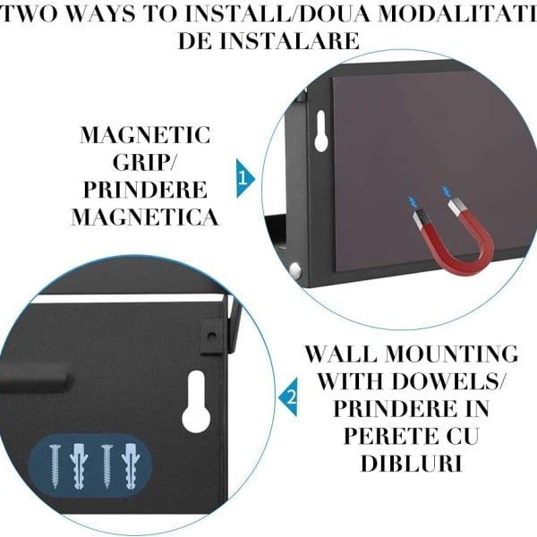 Raft metalic pentru condimente, Quasar & Co.®, suport rola prosop, prindere magnetica, pliabil, 32 x 11 x 17.8 cm, negru - imagine 17
