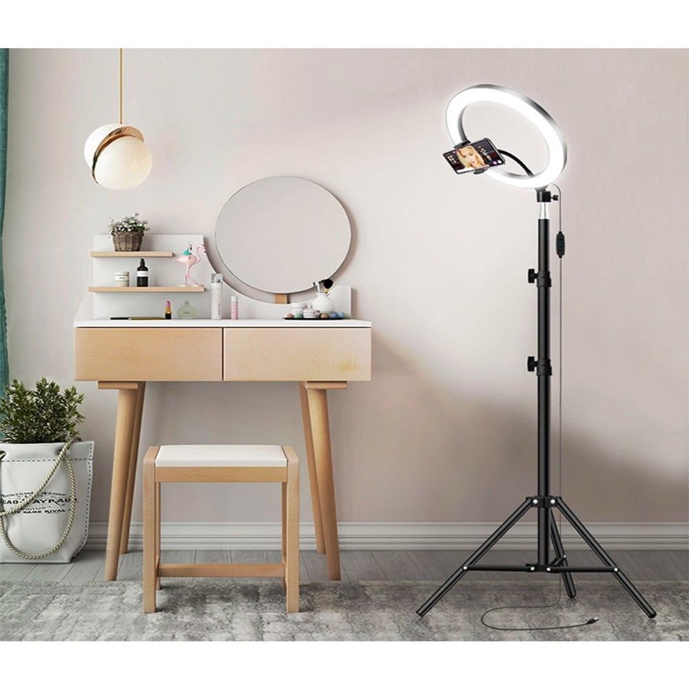 Lampa circulara LED cu trepied, Quasar & Co.®, 96 LED-uri, 3 trepte lumina, d 26 cm, alimentare USB, telecomanda pe fir, inaltime reglabila trepied 67-150 cm 11 Lampa circulara LED cu trepied, Quasar & Co.®, 96 LED-uri, 3 trepte lumina, d 26 cm, alimentare USB, telecomanda pe fir, inaltime reglabila trepied 67-150 cm 11