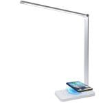 Lampa de birou LED, YDA tech®, cu incarcare wireless, compatibila Android si IOS, touch control, reglare intensitate lumina rece/calda, timing inchidere, alb/argintiu 15
