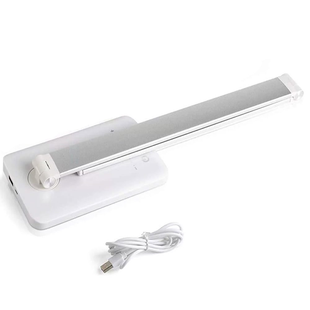 Lampa de birou LED, YDA tech®, cu incarcare wireless, compatibila Android si IOS, touch control, reglare intensitate lumina rece/calda, timing inchidere, alb/argintiu 9