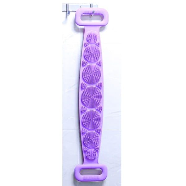 Perie de corp pentru baie, Quasar & Co.®, silicon, 80 x 11 cm, burete dus, lila - imagine 4