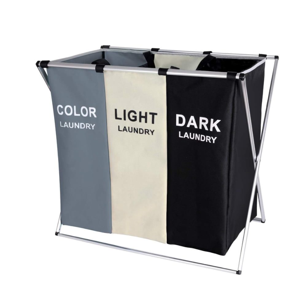 Cos de rufe cu 3 compartimente, Quasar & Co.®, cadru aluminiu, 62 x 34 x 56 cm