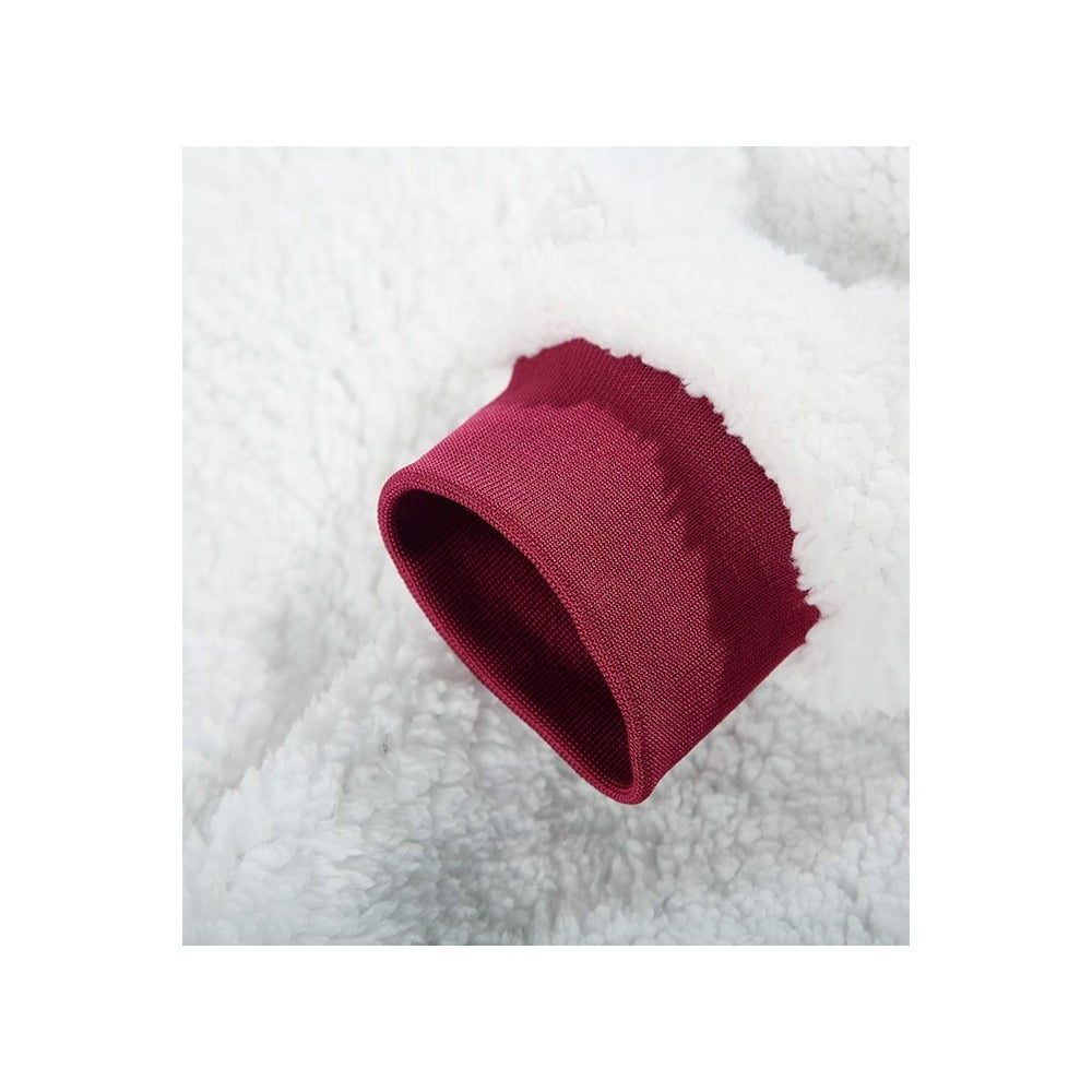 Patura cu maneci, gluga si buzunar, Quasar & Co.®, fleece captusit cu blana, poliester, marime universala, rosu 7