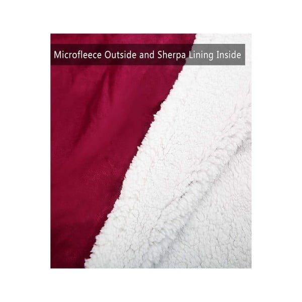 Patura cu maneci, gluga si buzunar, Quasar & Co.®, fleece captusit cu blana, poliester, marime universala, rosu - imagine 8