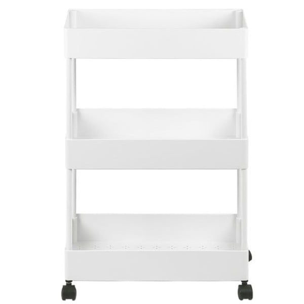 Raft universal depozitare, Quasar & Co.®, cu roti, 3 polite, dreptunghiular, 40 x 22 x 63.5 cm, plastic, alb - imagine 4