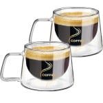 Set 2 cesti cafea, Quasar & Co.®, 200 ml, din sticla cu pereti dubli, termorezistenta, mesaj COFFEE, d 7.8 x h 7 cm 10 Set 2 cesti cafea, Quasar & Co.®, 200 ml, din sticla cu pereti dubli, termorezistenta, mesaj COFFEE, d 7.8 x h 7 cm 10