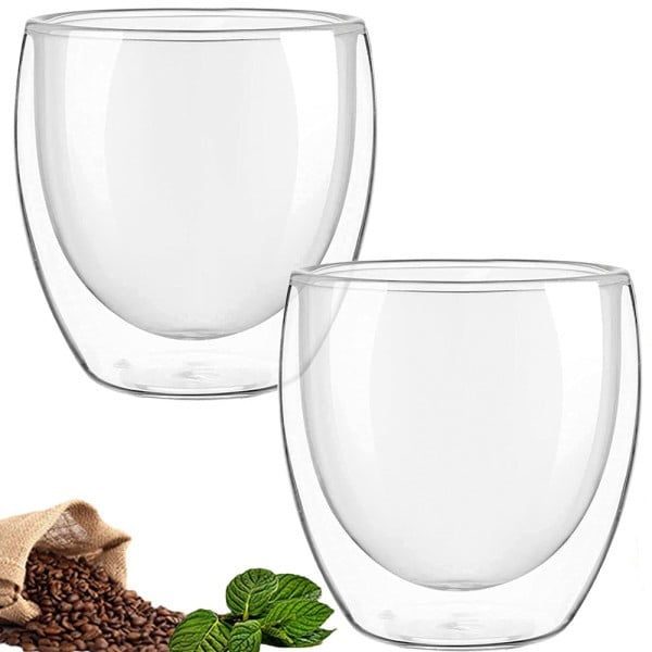 Set 2 pahare din sticla cu pereti dubli, Quasar & Co.®, 250 ml, termorezistente, design modern, h 9 cm, d 8 cm - imagine 7
