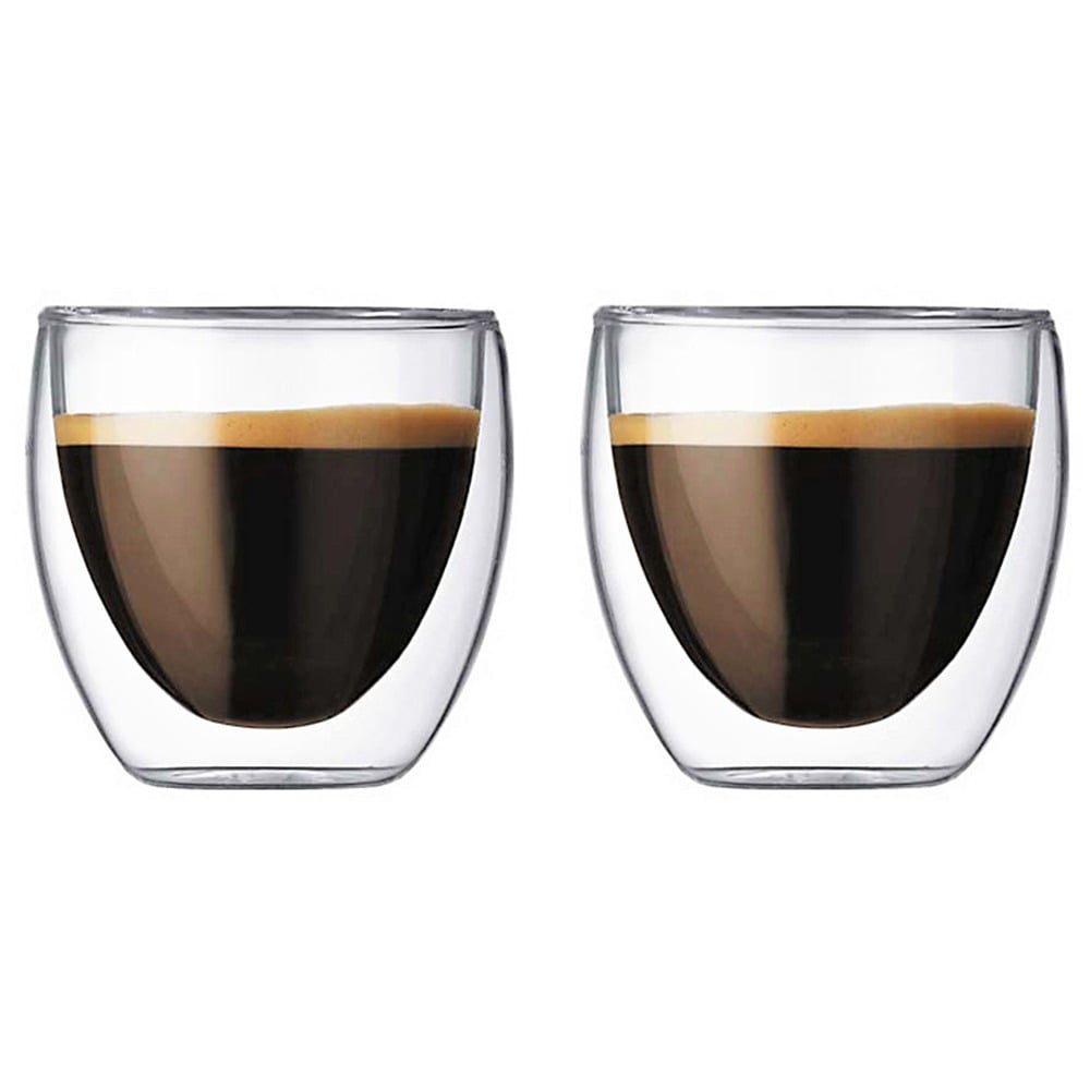 Set 2 pahare din sticla cu pereti dubli, Quasar & Co.®, 250 ml, termorezistente, design modern, h 9 cm, d 8 cm 8