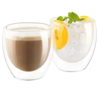 Set 2 pahare din sticla cu pereti dubli, Quasar & Co.®, 250 ml, termorezistente, design modern, h 9 cm, d 8 cm 13
