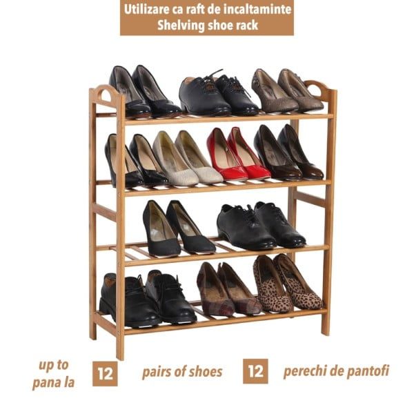 Raft universal cu 4 polite, Quasar & Co.®, bambus, 66 x 23 x 67 cm - imagine 5