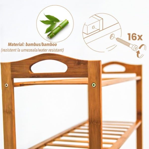 Raft universal cu 4 polite, Quasar & Co.®, bambus, 66 x 23 x 67 cm - imagine 7