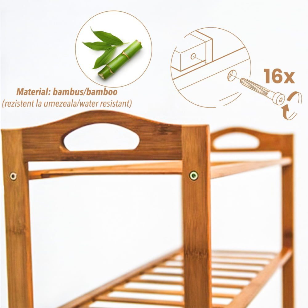 Raft universal cu 4 polite, Quasar & Co.®, bambus, 66 x 23 x 67 cm 7