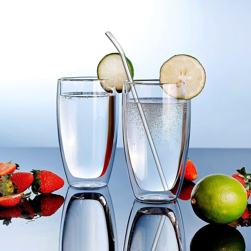 Set 4 pahare din sticla cu pereti dubli, Quasar & Co.®, termorezistent, design modern, diametru 8 cm, 450 ml 10