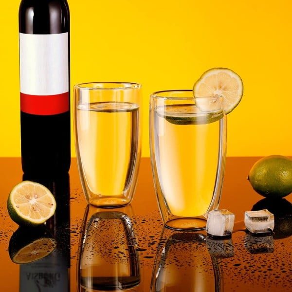 Set 4 pahare din sticla cu pereti dubli, Quasar & Co.®, termorezistent, design modern, diametru 8 cm, 450 ml - imagine 9