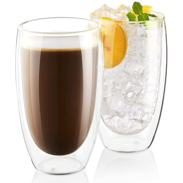 Set 2 pahare din sticla cu pereti dubli, Quasar & Co.®, termorezistent, design modern, diametru 8 cm, 450 ml - imagine 4