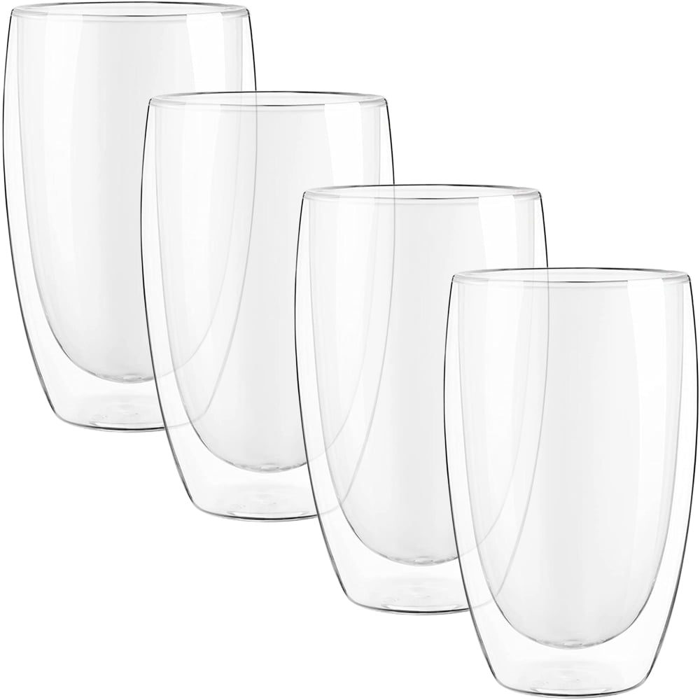 Set 4 pahare din sticla cu pereti dubli, Quasar & Co.®, termorezistent, design modern, diametru 8 cm, 450 ml 2