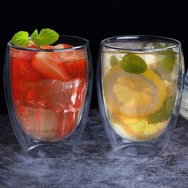 Set 2 pahare din sticla cu pereti dubli, Quasar & Co.®, termorezistente, design modern, diametru 8 x h11.5 cm, 350 ml - imagine 12